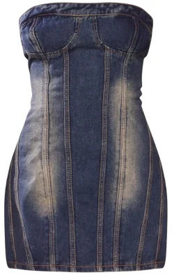 Petite Seam Front Denim Mini Dress-PrettyLittleThing Best