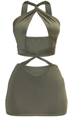 Petite Cut Out Halterneck Mini Dress-PrettyLittleThing Sale