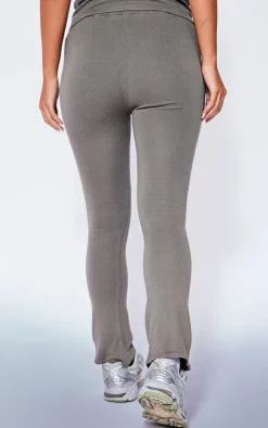 Petite Dark Olive Knitted Flared Pants