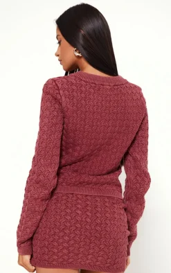 PrettyLittleThing Knitted Two Piece Sets*Petite Cable Knit Jacket
