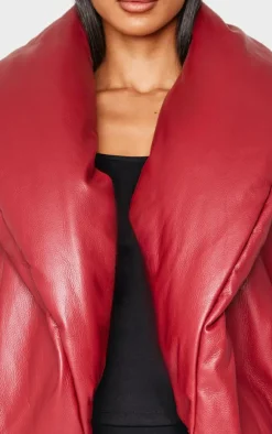 PrettyLittleThing Puffer Jackets*Petite Exaggerated Collar PU Puffer Coat