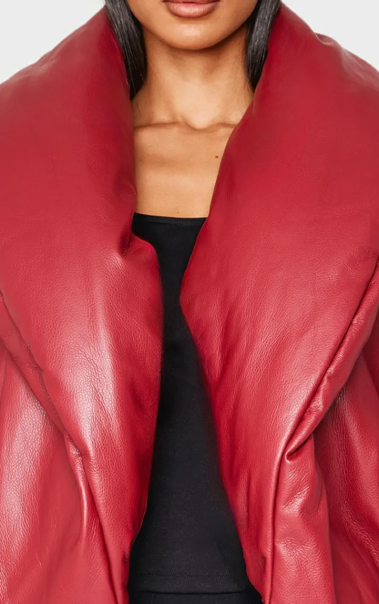 PrettyLittleThing Puffer Jackets*Petite Exaggerated Collar PU Puffer Coat