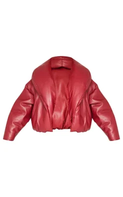 PrettyLittleThing Puffer Jackets*Petite Exaggerated Collar PU Puffer Coat