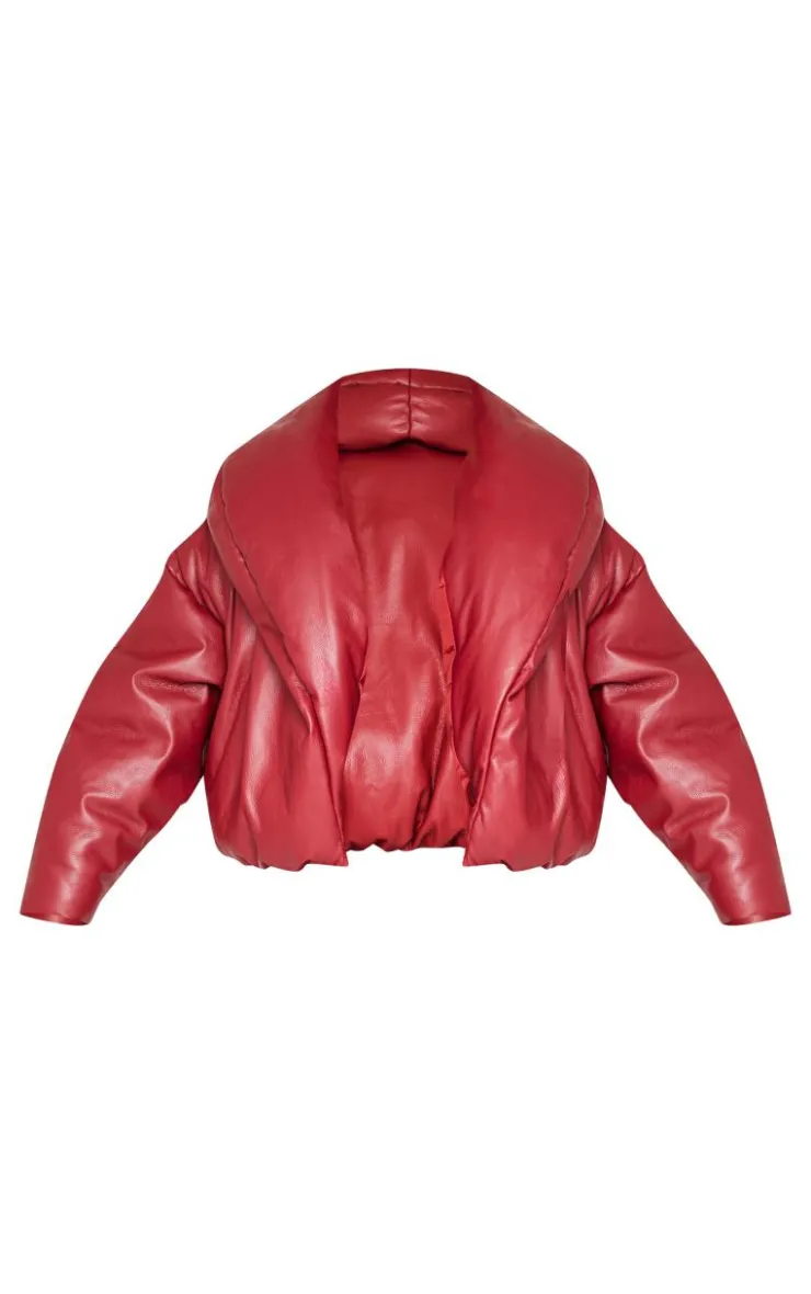 PrettyLittleThing Puffer Jackets*Petite Exaggerated Collar PU Puffer Coat