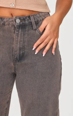 PrettyLittleThing Thanksgiving Outfits*Petite Dark Seam Detail Straight Leg Jeans