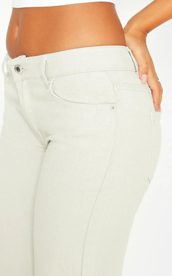 Petite Dirty Bleach Wash Low Waist Long Leg Straight Jeans