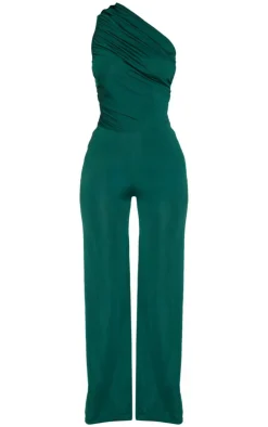Petite One Shoulder Ruched Wide Leg Jumpsuit-PrettyLittleThing Outlet