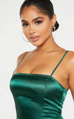 Petite Satin Strappy Straight Neck Bodycon Dress-PrettyLittleThing Clearance