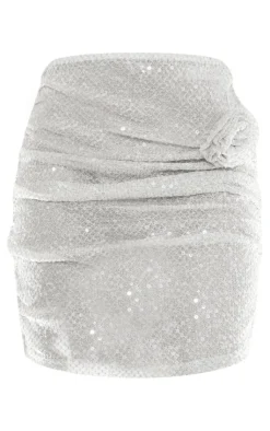 Clearance PrettyLittleThing Petite Flower Detail Sequin Bralet Gold
