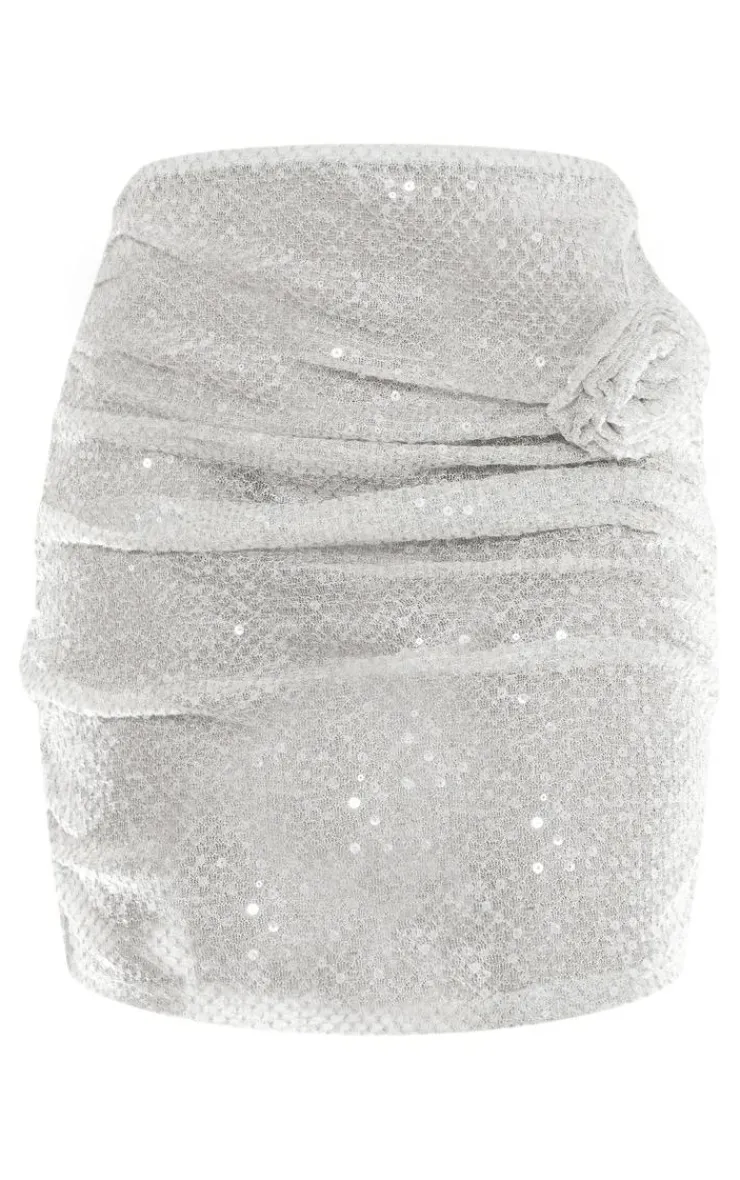 Clearance PrettyLittleThing Petite Flower Detail Sequin Bralet Gold