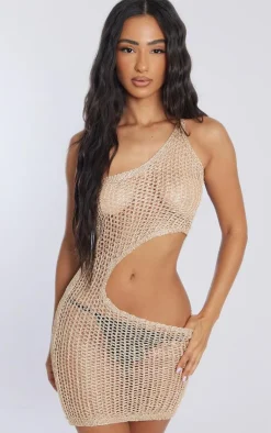 Petite One Shoulder Sequin Knitted Mini Dress-PrettyLittleThing New