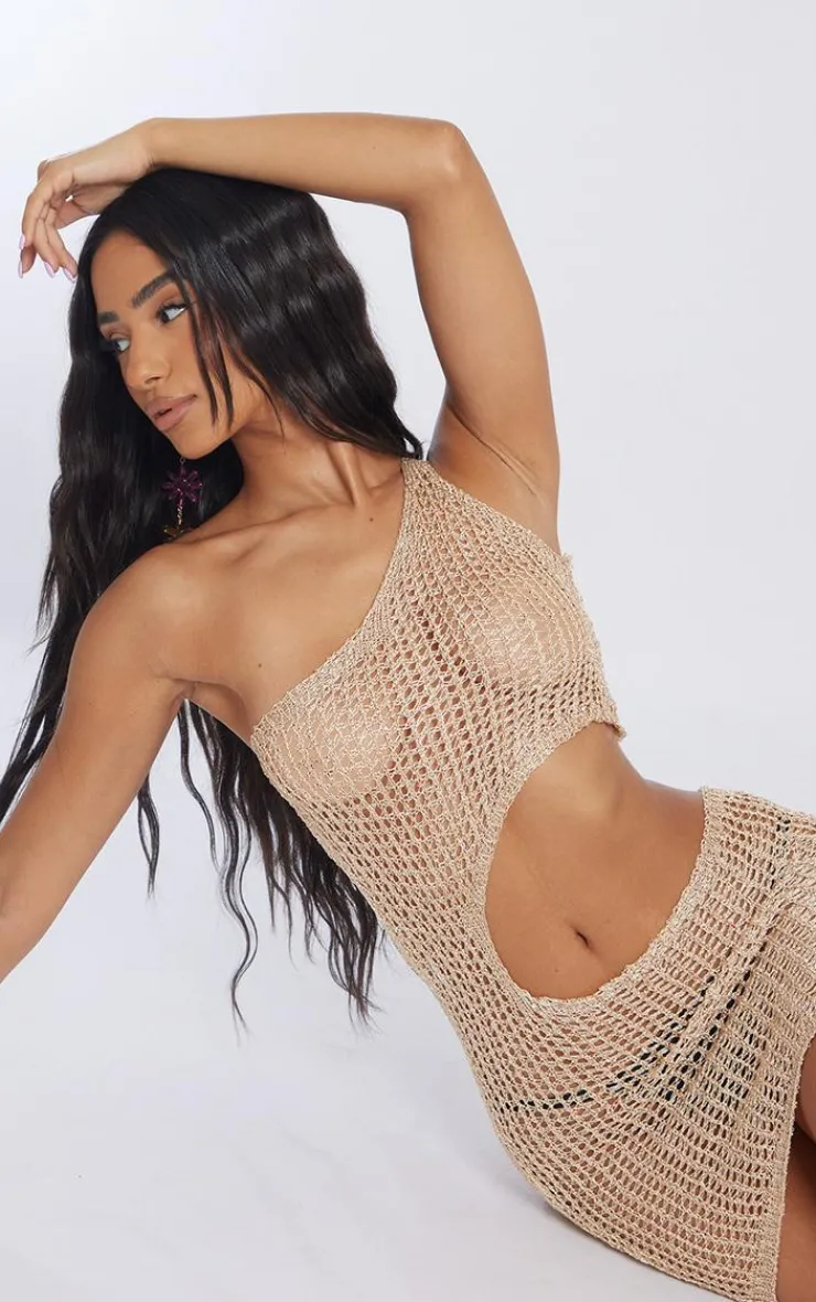 Petite One Shoulder Sequin Knitted Mini Dress-PrettyLittleThing New