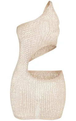 Petite One Shoulder Sequin Knitted Mini Dress-PrettyLittleThing New