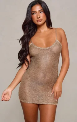 Petite Strappy Sequin Knitted Mini Dress-PrettyLittleThing Outlet