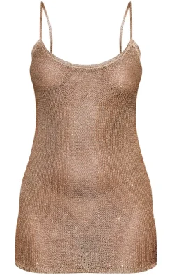 Petite Strappy Sequin Knitted Mini Dress-PrettyLittleThing Outlet