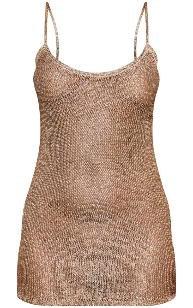 Petite Strappy Sequin Knitted Mini Dress-PrettyLittleThing Outlet