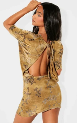 Petite Devore Asymmetric Open Back Mini Dress-PrettyLittleThing Online