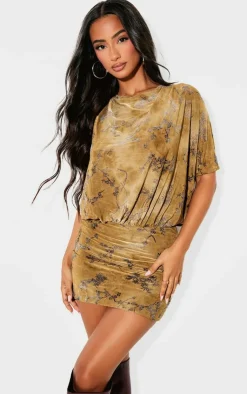 Petite Devore Asymmetric Open Back Mini Dress-PrettyLittleThing Online