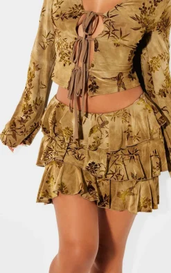 Best PrettyLittleThing Petite Devore Ruffle Mini Skirt Green