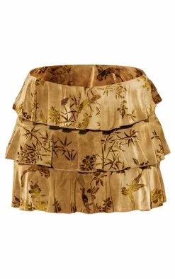 Best PrettyLittleThing Petite Devore Ruffle Mini Skirt Green