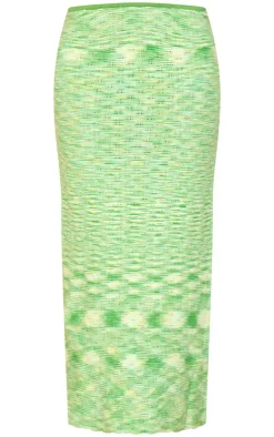 PrettyLittleThing Petite Knitted Two Tone Midaxi Skirt Green