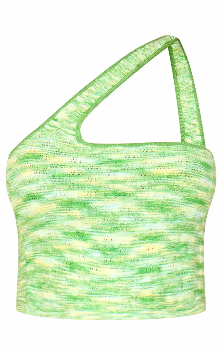 Sale PrettyLittleThing Petite Knitted Two Tone Halterneck Crop Top Green