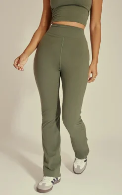 New PrettyLittleThing Petite Sculpt Flared Pants Green