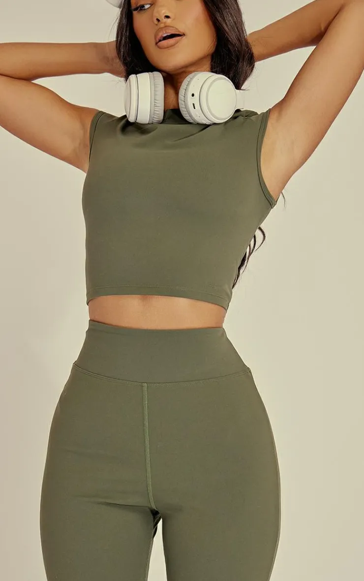 New PrettyLittleThing Petite Sculpt Flared Pants Green