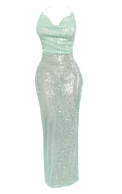 Petite Sequin Backless Maxi Dress-PrettyLittleThing Online