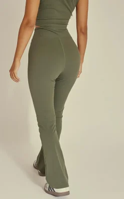 New PrettyLittleThing Petite Snatched Sculpt Flares Green