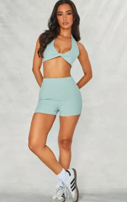 PrettyLittleThing Gym Shorts*Petite Green Snatched Sculpt Hotpants