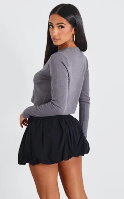 PrettyLittleThing Cardigans*Petite Basic Fine Knit Button Up Cropped Cardigan