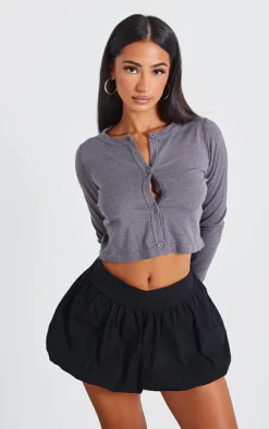 PrettyLittleThing Cardigans*Petite Basic Fine Knit Button Up Cropped Cardigan