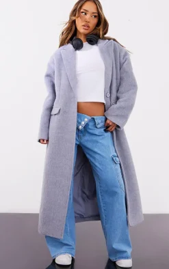 PrettyLittleThing Wool Coats*Petite Brushed Wool Look Oversized Drop Shoulder Coat