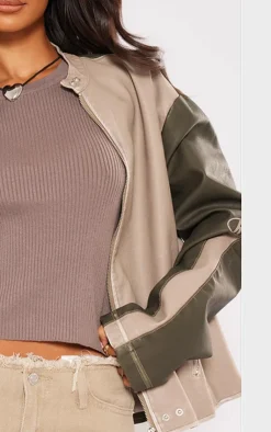 PrettyLittleThing Bomber Jackets*Petite Contrast Oversized Bomber With Zip Details