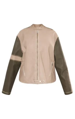 PrettyLittleThing Bomber Jackets*Petite Contrast Oversized Bomber With Zip Details