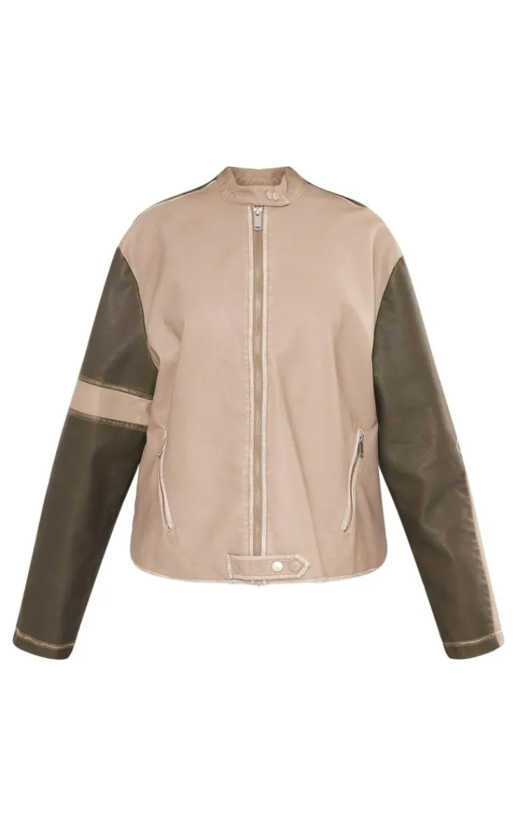 PrettyLittleThing Bomber Jackets*Petite Contrast Oversized Bomber With Zip Details