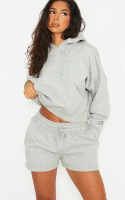 Hot PrettyLittleThing Petite Embossed Detail Hoodie Grey