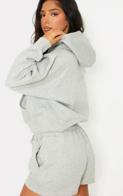 Hot PrettyLittleThing Petite Embossed Detail Hoodie Grey