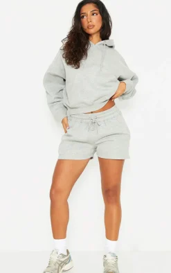 Hot PrettyLittleThing Petite Embossed Detail Hoodie Grey