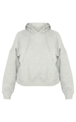 Hot PrettyLittleThing Petite Embossed Detail Hoodie Grey