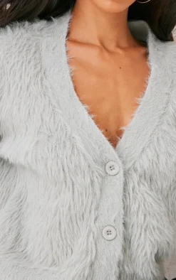 PrettyLittleThing Cardigans*Petite Fluffy Knit V Neck Cardigan