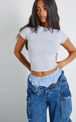 PrettyLittleThing T-Shirts*Petite Basic Cotton Blend Fitted Crew Neck T Shirt