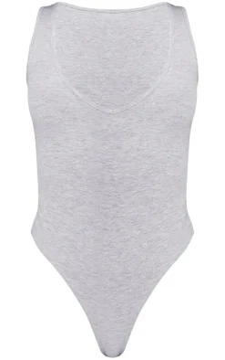 PrettyLittleThing Sleeveless Tops*Petite Basic Cotton Blend Plunge Sleeveless Bodysuit