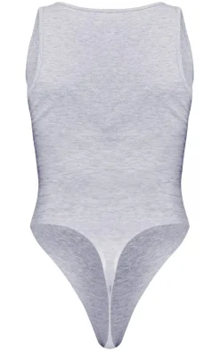 PrettyLittleThing Sleeveless Tops*Petite Basic Cotton Blend Plunge Sleeveless Bodysuit