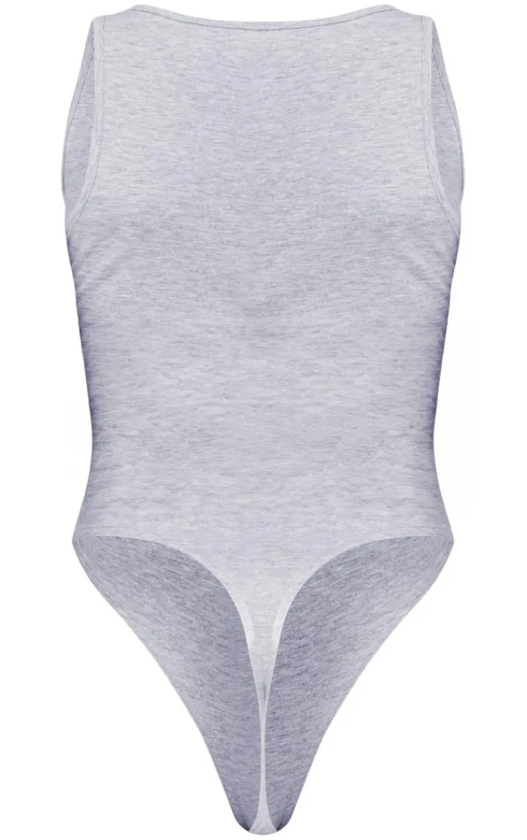 PrettyLittleThing Sleeveless Tops*Petite Basic Cotton Blend Plunge Sleeveless Bodysuit