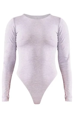PrettyLittleThing Basic Tops*Petite Basic Cotton Blend Crew Neck Bodysuit