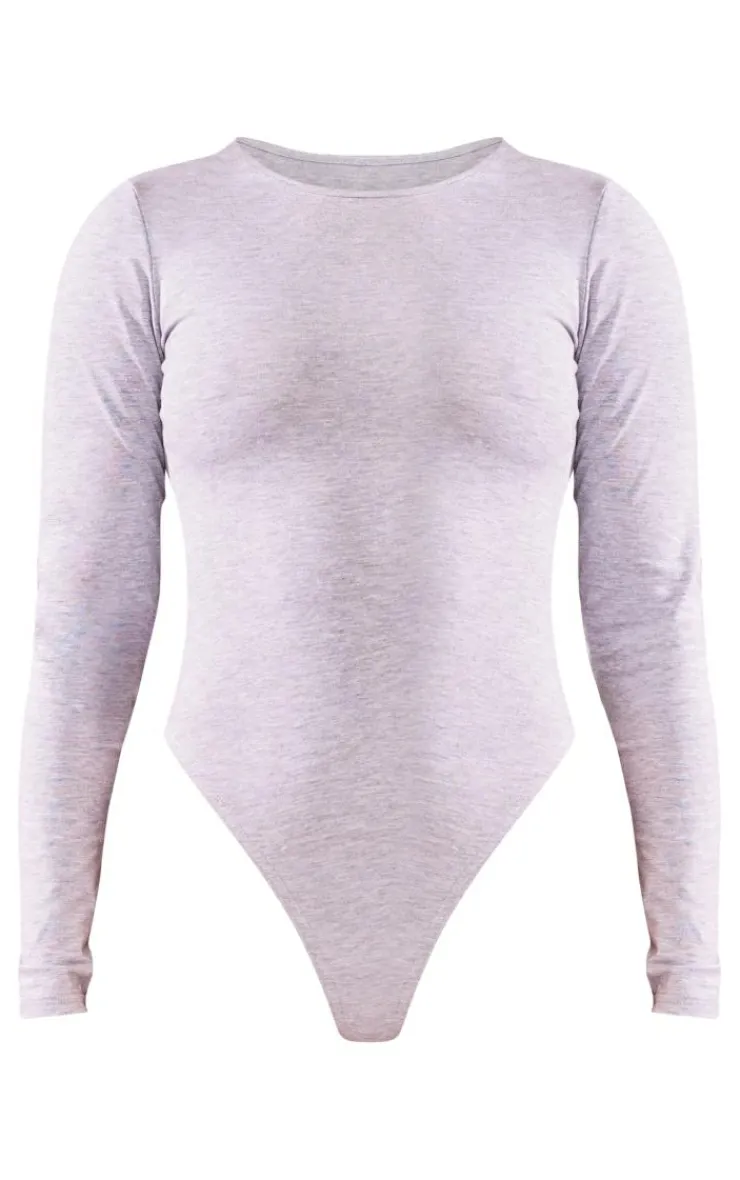 PrettyLittleThing Basic Tops*Petite Basic Cotton Blend Crew Neck Bodysuit