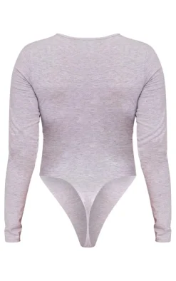 PrettyLittleThing Basic Tops*Petite Basic Cotton Blend Crew Neck Bodysuit