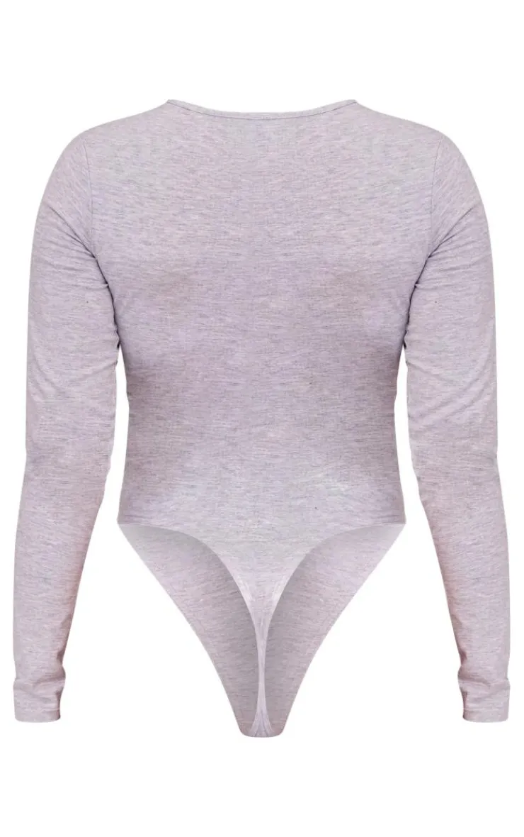 PrettyLittleThing Basic Tops*Petite Basic Cotton Blend Crew Neck Bodysuit